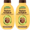 Image de Garnier Wahre Schätze Shampooing nourrissant intense à l'huile d'avocat pure et au beurre de karité pour cheveux secs, sans silicone, pour tous les types de boucles, plus de douceur, 250 ml (Lot de 2)