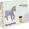 Image de Décopatch KIT010O - Un mini-kit comprenant un animal en papier pulpé blanc, 2 feuilles Décopatch, un pinceau et un pot de vernis colle, CHEVAL