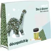 Image de Décopatch KIT011O - Un mini-kit comprenant un animal en papier pulpé blanc, 2 feuilles Décopatch, un pinceau et un pot de vernis colle, DINOSAURE
