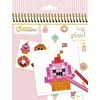 Image de MY MANDARINE GY099C - Un carnet de coloriage Graffy Pixel - 24 pages à colorier (12 modèles x 2 - 24 feuilles quadrillées vierges) - À partir de 5 ans - GOURMANDISES KAWAI
