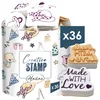 Image de Aladine - Stampo Scrap Naissance - Kit de Tampons pour Carterie Créative - Scrap, DIY, loisirs créatifs - Set de tampons à emporter partout + Encreur Noir Inclus - Thème Naissance
