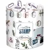 Image de 39 Tampons Alphabet & Couronnes avec Encreur Noir   Lettres Majuscules, pour Scrabooking, Carterie, Bullet Journal, Loisirs Créatifs   Lettres A à Z, Chiffres, Numéros Déco