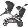 Image de RED CASTLE, Poussette bébé Jumeaux/Tandem/Double, Dès la naissance, Siéges réversibles/dossier 3 positions, Grand panier de rangement, Chassis réglable, Modulable, Evolutwin, Noire
