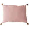 Image de Coussin Vieux Rose avec 4 Pompons Jute - Rectangulaire 50x70 cm - 100% Coton certifié Oeko Tex - Oreiller décoratif de qualité - Collection Panama - Enjoy Home