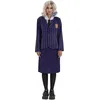 Image de Chaks - Uniforme scolaire Enid Sinclair pour femme, tenue officielle de Wednesday, ensemble de costume 3 pièces pour Halloween et carnaval, Mauve
