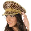 Image de Chaks - Chapeau avec motif léopard, rivets dorés, accessoires pour costumes, carnaval, festival, cosplay