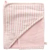 Image de Cape de bain bébé + gant Rayé Vieux Rose