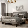 Image de HOMCOM Cadre de lit Double, 140 x 190 cm, lit 2 Personnes, Cadre métallique, tête réglable, avec sommier, Rangement, Montage Facile, Gris