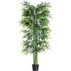 Image de Outsunny Bambou Artificiel XXL 1,80H m Arbre Artificiel Feuilles denses réalistes Pot Inclus Noir Vert