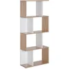 Image de HOMCOM Bibliothèque à 4 Niveaux, Meuble de Rangement en Forme de S avec étagères, étagère de Rangement pour Salon, Chambre Bureau, 60 x 24 x 148 cm, Bois Naturel et Blanc