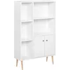 Image de HOMCOM Bibliothèque 5 Niches Placard 2 Portes 80L x 23,5l x 123H cm Blanc