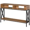 Image de HOMCOM Table Console Table d'Entrée Industriel 120x23,5x75 cm Bois Noyer