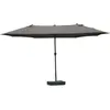 Image de Outsunny Parasol de jardin exterieur parasol double rectangulaire 4,6L x 2,7l x 2,4H m avec ouverture fermeture manivelle, sacs de lestage et base inclus, pour balcon, piscine, gris