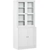 Image de HOMCOM Bibliothèque Vitrine, Meuble de Rangement à 6 Niveaux avec 4 Portes Dont 2 en Verre Trempé, Étagères Réglables, Style Moderne, pour Salon, Bureau, Chambre, 76 x 40 x 178,5 cm, Blanc