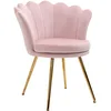 Image de HOMCOM Fauteuil Coquillage Chaise Coiffeuse Fauteuil en Velours avec Pieds en métal doré pour Salon Chambre et Salle à Manger 67l x 64P x 77H cm Rose poudré