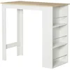 Image de HOMCOM Table de Bar Mange-Debout Comptoir 112x57x106cm Chêne Clair Blanc