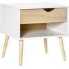Image de HOMCOM Table de Chevet avec Tiroir 50 x 39 x 51 cm Blanc et Bois Naturel