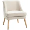 Image de HOMCOM Fauteuil Scandinave Confortable pour Salon et Chambre, Pieds en Bois Massif, Revêtement en Tissu Lin, Beige