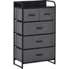 Image de HOMCOM Commode Meuble de Rangement 5 tiroirs en Tissu 58 x 29 x 99 cm Gris