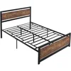 Image de HOMCOM Cadre de Lit Double avec Sommier 190 x 140 cm Aspect Bois Foncé