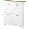 Image de HOMCOM Meuble à Chaussures 12 Paires 2 Tiroirs 79x23x90,5cm Blanc Chêne