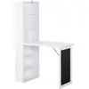 Image de HOMCOM Bureau Informatique Pliable, Bureau avec Bibliothèque, Poste de Travail, Tableau Noir, 9 Compartiments Ouverts et Étagère Réglable, Table d'Ordinateur pour Chambre, 98x51x153cm, Blanc