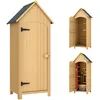 Image de Outsunny Abri de jardin en bois cabane de jardin exterieur armoire de jardin avec toit bitumé 3 étagères porte avec loquet rangement et stockage extérieurs pour terrasse 77,5 x 54,2 x 179,5 cm naturel