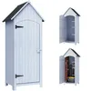 Image de Outsunny Abri de Jardin en Bois Toit Bitumé 77,5 x 54,2 x 179,5 cm Blanc