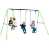 Image de Outsunny Balançoire portique pour Enfant 3 en 1 avec 1 balançoire Face à Face et 2 sièges de balancelle, balançoire Enfant extérieur en métal, Hauteur réglable, Charge 180 kg, pour 3+Ans, Vert