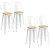 Image de HOMCOM Lot de 4 tabourets de Bar Empilable Chaise de Bar Industriel avec Dossier Repose-Pied Hauteur d'Assise 76 cm métal Blanc