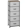 Image de HOMCOM Commode 5 tiroirs Meuble de Rangement tiroir en Tissu Pliant - Structure Acier Noir - 45 x 30 x 116 cm Gris