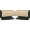 Image de HOMCOM Lot de 2 Tables de Chevet Suspendues Tiroir Coulissant Chêne Noir