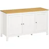 Image de HOMCOM Buffet Meuble de Rangement avec 3 Portes 2 étagères réglables Plateau Aspect Bois Clair - 120 x 40 x 70 cm Blanc