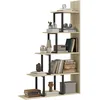 Image de HOMCOM Étagère Bibliothèque Style Industriel 102x30x160 cm Chêne | Séparateur de Pièce, En Escalier, 5 Étagères