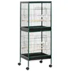 Image de PawHut Grande Cage à Oiseaux sur Pied Double 51,5 x 50 x 140 cm Vert Noir