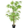 Image de Outsunny Bambou Artificiel Hauteur 1,5 m 644 Feuilles denses réalistes Pot Inclus Noir avec Lichen Vert