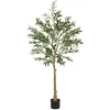 Image de HOMCOM Olivier Artificiel 150 cm Plante Artificielle intérieur Arbre Artificiel en Pot avec des Feuilles et Fruits réalistes, Fausse Plante Vert décoration pour Maison, Bureau, Salon, Chambre