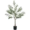 Image de HOMCOM Olivier Artificiel 120 cm Plante Artificielle intérieur Arbre Artificiel en Pot avec des Feuilles et Fruits réalistes, Fausse Plante Vert décoration pour Maison, Bureau, Salon, Chambre