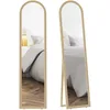 Image de HOMCOM Miroir de Sol arqué Pleine Longueur 40 x 160 cm - Miroir sur Pied avec Cadre en Effet Imitation Pierre, Montage au Sol, Suspendu ou appuyé Contre Le Mur, pour Salon, Chambre, Beige