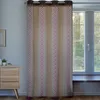 Image de Homemaison - Voilage Tamisant à Pois Et Rayures - Polyester - Finition 8  illets Ronds Ø 4 cm Canon de Fusil - Lumière Et Intimité pour Salon Chambre Cuisine - 140 x 240 cm - Marron Brun