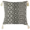 Image de HOME DECO FACTORY - TX8516 Coussin Ethnique Pompons Beige - 40x40 cm - Coton - Motifs Géométriques - Déhoussable Zip - Style Bohème pour Salon ou Chambre