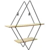Image de HOME DECO FACTORY - Hd4407 - Etagere Bois Metal Losanges 40X10X46 cm Mobilier Meuble Etagere Rangement Exposition