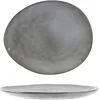 Image de HOME DECO FACTORY Grande Assiette Plate en Grès Forme Galet 23 cm Gris