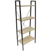 Image de HOME DECO FACTORY - HD6429 Étagère Bois et Métal 4 Niveaux, Rangement Design Industriel pour Salon, Bureau, Chambre - Dimensions 148x60x32.5 cm, Beige Noir