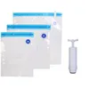 Image de COOK CONCEPT - KB5975 Sachet Vide D'Air x4 avec Pompe - Conservation Alimentaire - Réutilisables et Pratiques - Conçu pour Congélation - Taille S x1, M x2, L x1 - Couleur Blanc