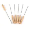 Image de COOK CONCEPT - KU6535 Piques à Fondue en Acier Inoxydable et Bois Hévéa - Set de 6 - Accessoires Pratiques pour Moments Gourmands - Dimensions 232 x 15 x 15 cm - Bois-Inox
