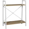 Image de HOME DECO FACTORY - HD7176 Étagère de Rangement Industrielle - Métal et Bois - Design Bi-Matière - Conçu pour Exposer Objets - Dimensions 60 x 27 x 70 cm - Couleur Blanc