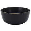 Image de HOME DECO FACTORY - KA0136 Bol Noir avec Liseré Doré, pour Soupe, Salade, Dessert, Adapté Toutes Occasions, Intégration Facile à Votre Vaisselle, D14 cm, Noir, Or