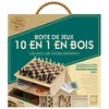 Image de MISTER GADGET - MG3477 Coffret 10 Jeux de Société en Bois - Échecs - Dame - Petits Chevaux - Jeu de l’Oie - Échelle et Serpent - Solitaire - Backgammon - Dame Chinoise - Poker - Dés - Awalé