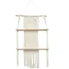 Image de HOME DECO FACTORY - HD0178 Étagère déco Double Boho Suspendue - Design Artisanal - pour Salon, Chambre ou entrée - Dimensions 50 x 13 x 85 cm - Beige Marron